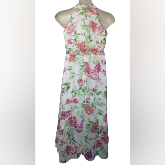 (Host Pick)Roz & Ali White And Pink Floral High-Low Dress Size 6 - Picture 9 of 13